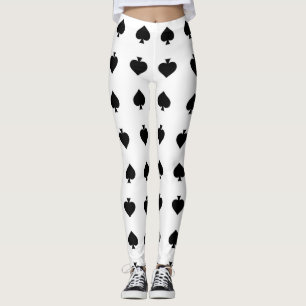 schwarze Spaten auf Weiß Leggings