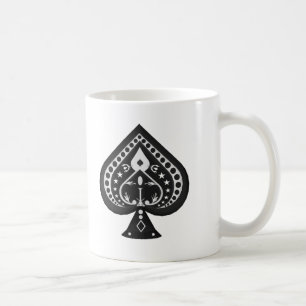 Schwarze Spaten: Poker kardiert Anzug: Kaffeetasse
