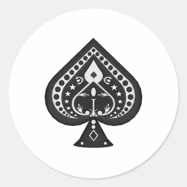 Schwarze Spaziergänge: Anzug Kartenspielen: Runder Aufkleber (Vorderseite)