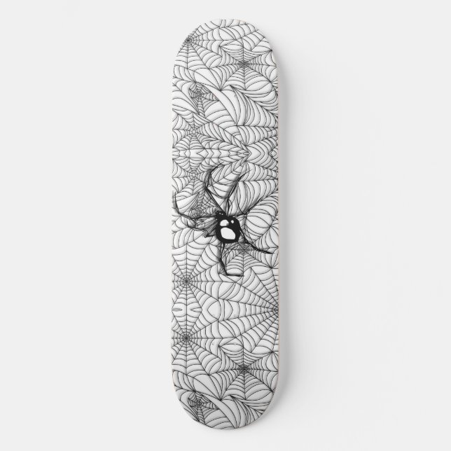 Schwarze Spider - Weiß Skateboard (Vorderseite)