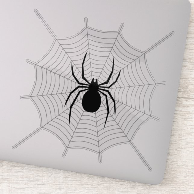 Schwarze Spinne auf grauem Halloween-Dekor Aufkleber (Detail)