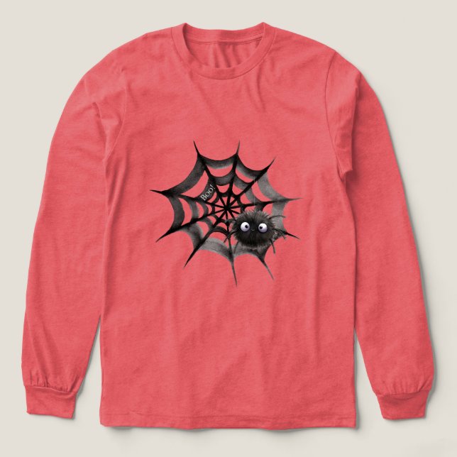Schwarze Spinne auf Web Halloween Tri-Blend Shirt (Design Vorderseite)