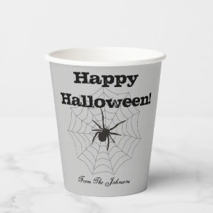 Schwarze Spinne Graue Papier Halloween Tassen Pappbecher