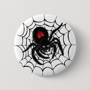 Schwarze Spinne im Web Button