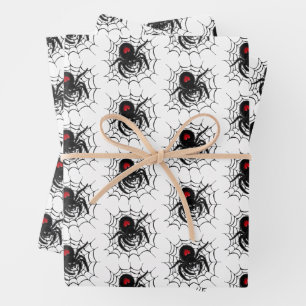 Schwarze Spinne im Web Geschenkpapier Set
