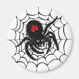 Schwarze Spinne im Web Magnet