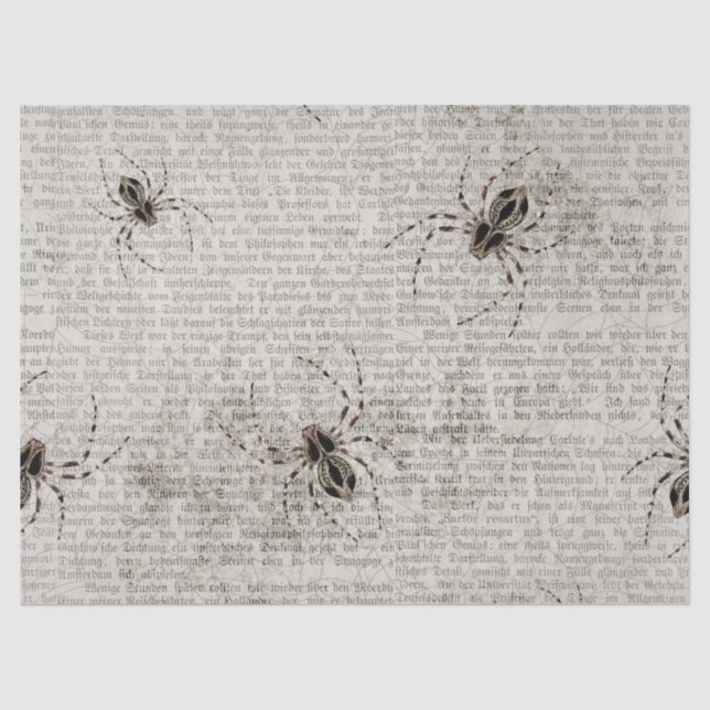 Schwarze Spinnen auf Newsprint Decoupage Seidenpapier (Vorderseite)