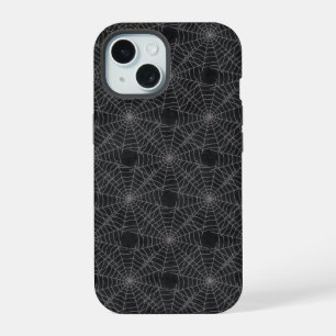 Schwarze Spinnennetze Halloween Grunge iPhone 15 Hülle