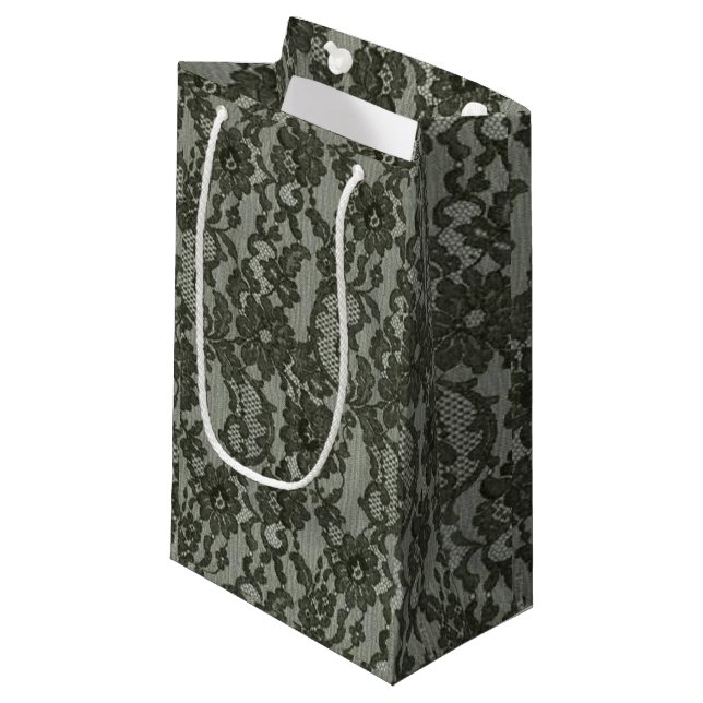 Schwarze Spitze Kleine Geschenktüte (Vorderseite Schrägansicht)