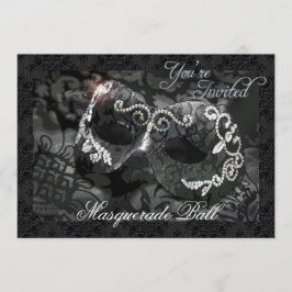Schwarze Spitze-Maske Jeweled Kostümball-Einladung Einladung