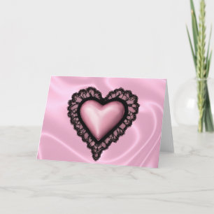 Schwarze Spitze Rosa Valentinstag Herzkarte Karte