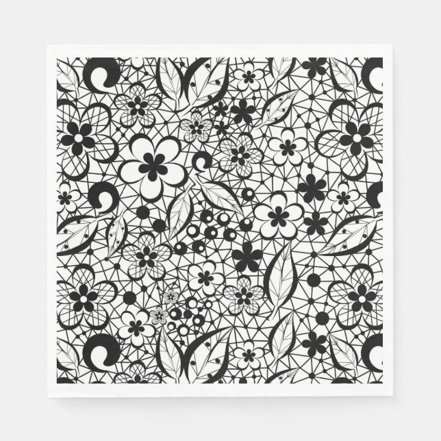 Schwarze Spitze Serviette (Vorderseite)