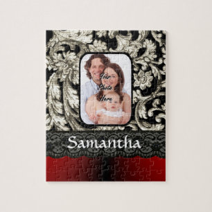 Schwarze Spitze und Damast