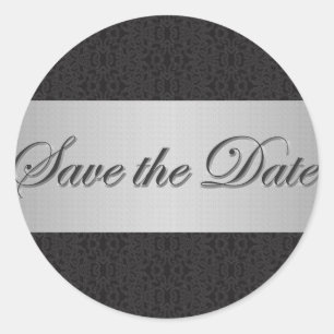 Schwarze Spitze und Silber Save the Date Aufkleber