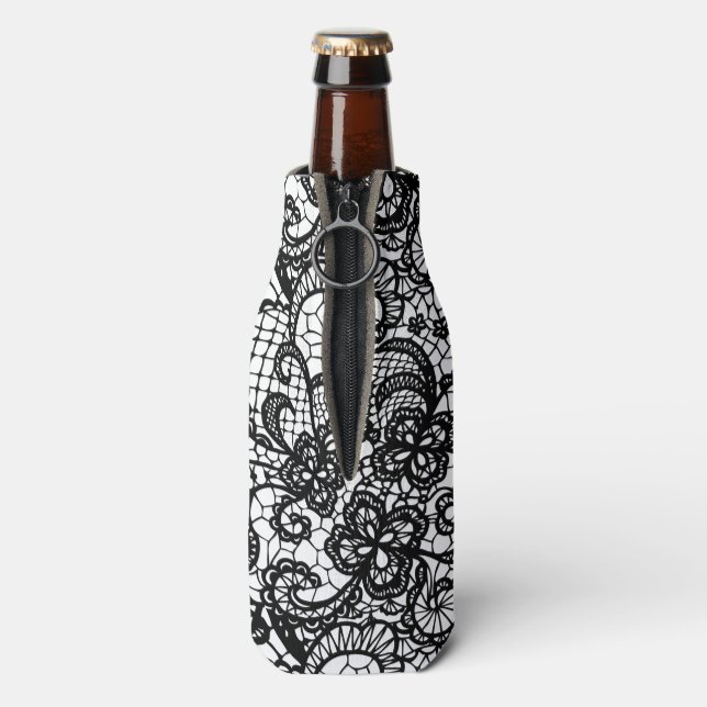 Schwarze Spitzen auf weißer Dose Flaschenkühler (Flasche Rückseite)