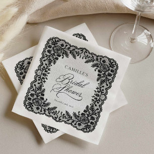 Schwarze Spitzen-Hochzeitsdusche-Papier-Servietten Serviette