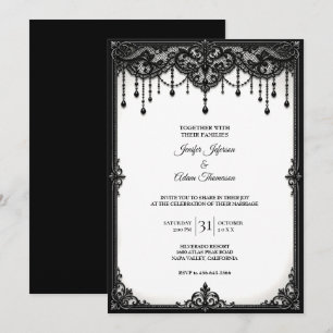 Schwarze Spitzen-Hochzeitseinladung Einladung