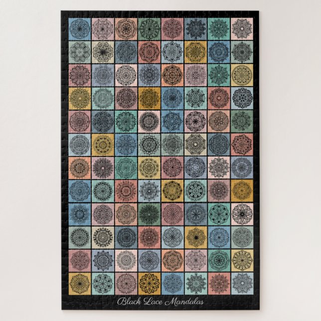 Schwarze Spitzen-Mandalas-Design (Vertikal)