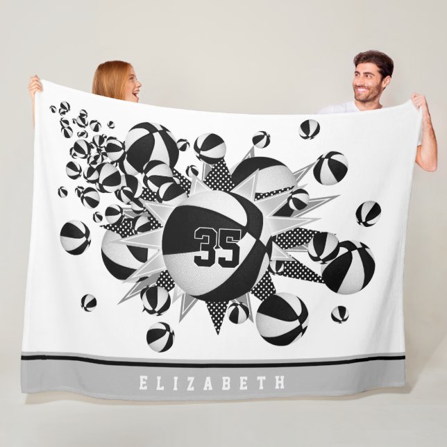 Schwarze Sportraum Dekoration Mädchen Basketball S Fleecedecke (Beispiel)