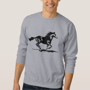 Schwarze Stallions-Pferdegraphik Sweatshirt