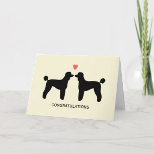 Schwarze Standard Poodles Hochzeit Gratulation Karte
