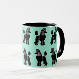 Schwarze Standardpudel-Muster-Minzen-Tasse Tasse