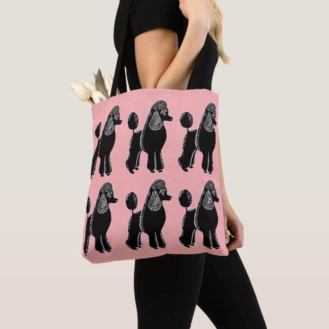 Schwarze Standardpudel-rosa Taschen-Tasche Tasche (Von Nahem)