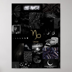 schwarze, stark vereinfachte Steinbockkunst Poster