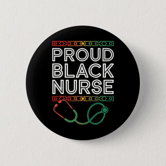 Schwarze Starke Krankenschwester Afro Mädchen Mela Button (Vorderseite)