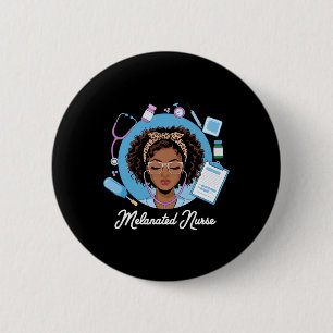 Schwarze Starke Krankenschwester Afro Mädchen Mela Button