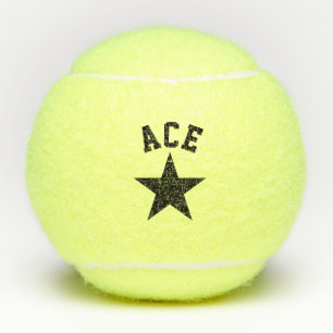 Schwarze Stern-Ass-Erstbuchstaben des individuelle Tennisbälle
