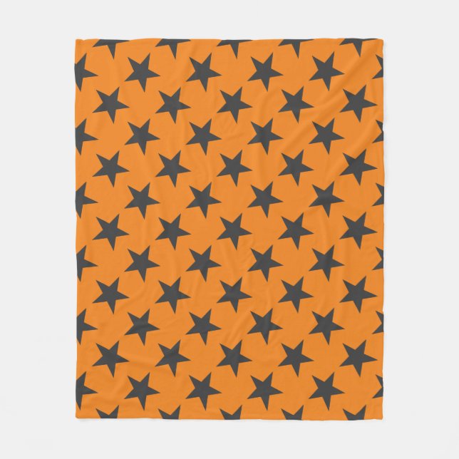 Schwarze Sterne auf Pumpkin Fleecedecke (Vorderseite)
