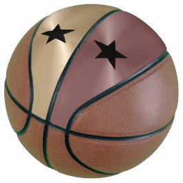 Schwarze Sterne auf Rosewood Nacre Metallic Basket Basketball