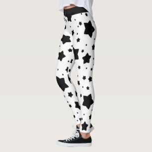 Schwarze Sterne auf Weiß Leggings