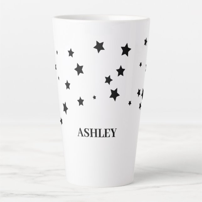 Schwarze Sterne Milchtasse (Vorderseite)
