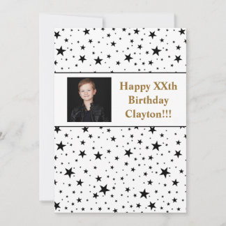 Schwarze Sterne mit Message Foto Geburtstag Einladung