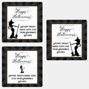 Schwarze Sternexplosion Hexe Halloween Etiketten