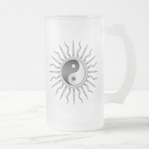 Schwarze Sternexplosion Yin Yang Mattglas Bierglas