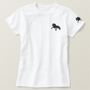 Schwarze Stickerei Isländisch Besticktes T-Shirt