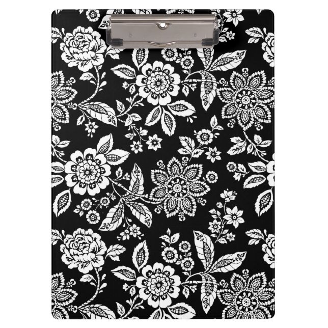 Schwarze Stifte Blume Klemmbrett (Vorderseite)