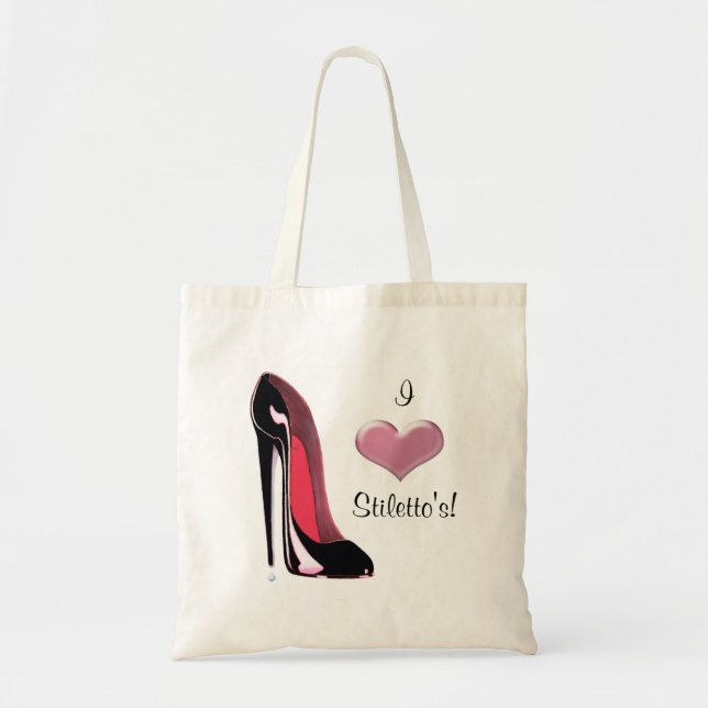 Schwarze Stilett-Schuh-Kunst Tragetasche (Vorne)