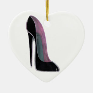 Schwarze Stilettschuh-Herzverzierung Keramikornament