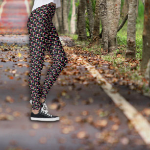 Schwarze stilvolle geometrische bunte Muster-Leggi Leggings