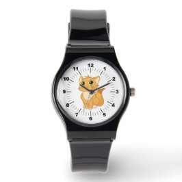 Schwarze Strapschau - Niedliche Katze Armbanduhr
