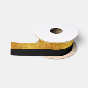 Schwarze Streifen-Abzeichen-Muster für Goldfolie Satinband