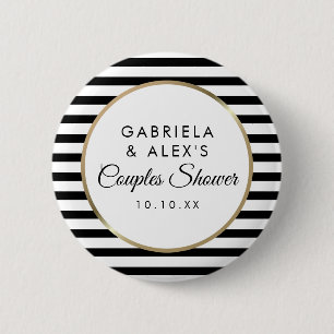 Schwarze Streifen Elegante Gold Paare Brautparty Button