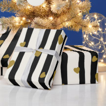 Schwarze Streifen Goldenes Herzklopfpapier