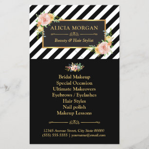 Schwarze Streifen Goldrahmen floral Flyer