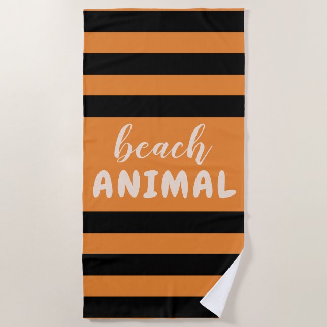 Schwarze Streifen-kundenspezifisches Text-Strand Strandtuch (Vorderseite)