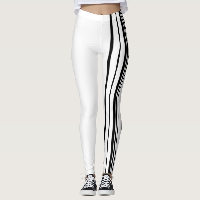Schwarze Streifen Leggings (Vorderseite)